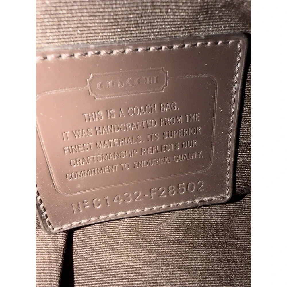Coach Shoulder Bag‎ F28502 Signature Stripe Brown Canvas Leather Crossbody Y2K